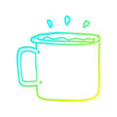cold gradient line drawing cartoon camping cup of coffee
