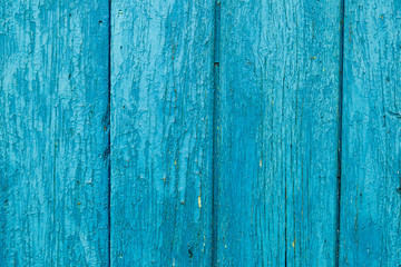 Old wood painted planks vertical cyan