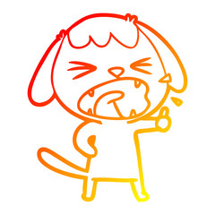 warm gradient line drawing cute cartoon dog barking