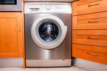 washing machine on the kitchen