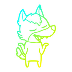 cold gradient line drawing cartoon wolf laughing