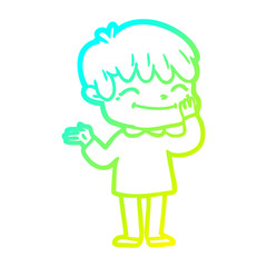 cold gradient line drawing cartoon happy boy