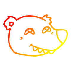 warm gradient line drawing cartoon polar bear face