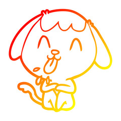warm gradient line drawing cute cartoon dog