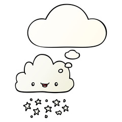 cartoon storm cloud and thought bubble in smooth gradient style