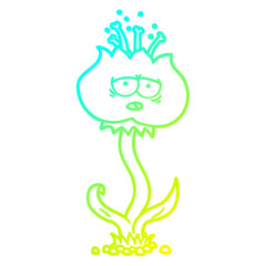 cold gradient line drawing cute cartoon flower