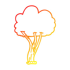 warm gradient line drawing cartoon blooming tree