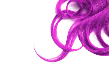 Curly pink hair isolated on white background. Circle shape