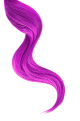 Pink hair isolated on white background. Long wavy ponytail