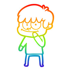 rainbow gradient line drawing happy cartoon man