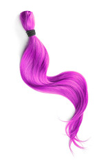 Fototapeta premium Pink hair isolated on white background. Long wavy ponytail