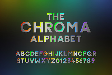 Trendy alphabet with gradients in all colors. Modern vector font design effect with all colors of the rainbow. Includes letters and numbers