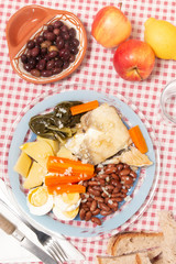 Codfish with beans and vegetables