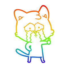 rainbow gradient line drawing cartoon cat