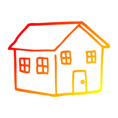 warm gradient line drawing cartoon house