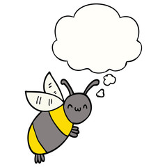 cute cartoon bee and thought bubble
