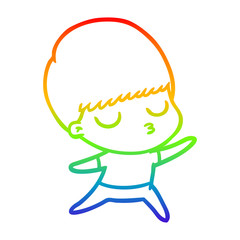 rainbow gradient line drawing cartoon calm boy