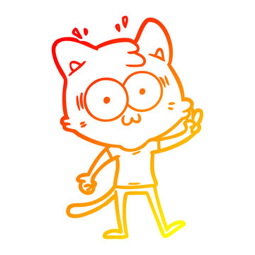 recommend clip art: warm gradient line drawing cartoon surprised cat