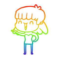 rainbow gradient line drawing cartoon woman