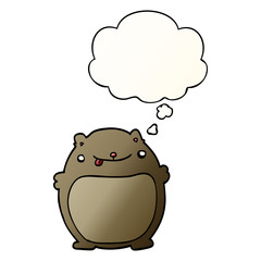 cartoon fat bear and thought bubble in smooth gradient style