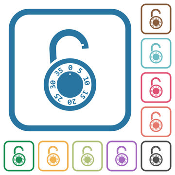 Unlocked round combination lock simple icons