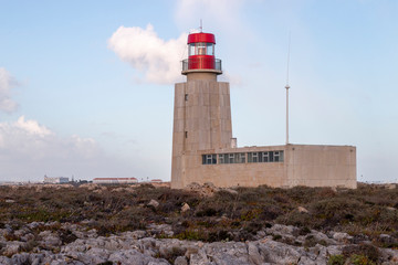 Fototapeta na wymiar lighthouse on the fortress of Sagres