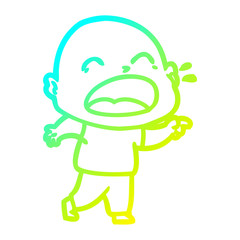 Obraz premium cold gradient line drawing cartoon shouting bald man