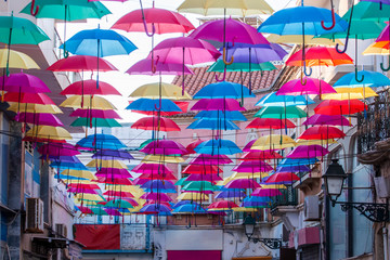 Fototapeta na wymiar umbrellas street decoration