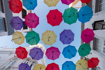 Fototapeta na wymiar umbrellas street decoration