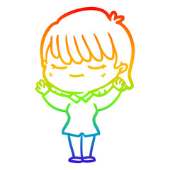 rainbow gradient line drawing cartoon woman