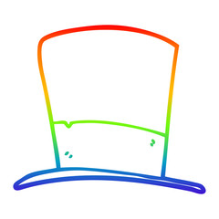 Fototapeta na wymiar rainbow gradient line drawing cartoon top hat