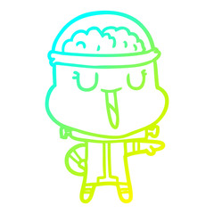 cold gradient line drawing happy cartoon robot
