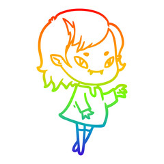rainbow gradient line drawing cartoon friendly vampire girl