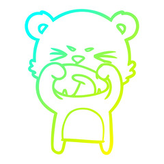cold gradient line drawing angry cartoon bear