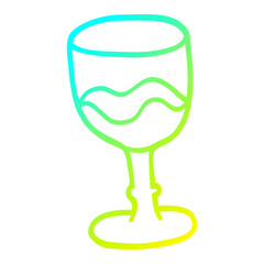 cold gradient line drawing cartoon glass of red wine