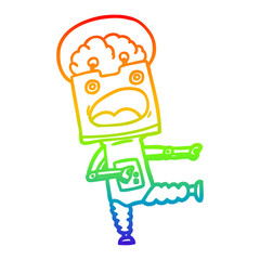 rainbow gradient line drawing cartoon robot