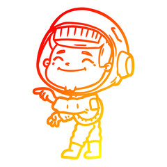 warm gradient line drawing happy cartoon astronaut