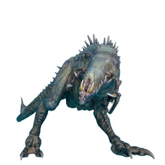 Fototapeta premium alien animal on prowling pose in a white background
