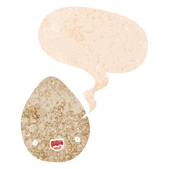 cartoon egg and speech bubble in retro textured style