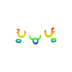 rainbow gradient line drawing cute happy cartoon face