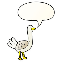 cartoon bird and speech bubble in smooth gradient style