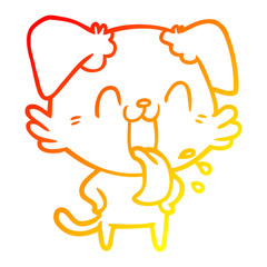 warm gradient line drawing cartoon panting dog