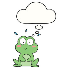 cute cartoon frog and thought bubble