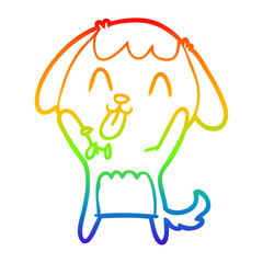 rainbow gradient line drawing cute cartoon dog