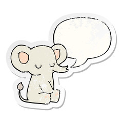 cartoon elephant and speech bubble distressed sticker