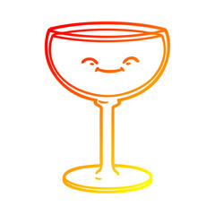 warm gradient line drawing cartoon glass of wine