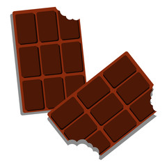 sweets, slices of chocolate, isolate on a white background
