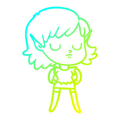 cold gradient line drawing cartoon elf girl
