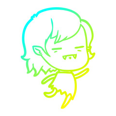 cold gradient line drawing cartoon undead vampire girl