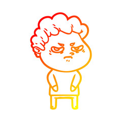 warm gradient line drawing cartoon angry man